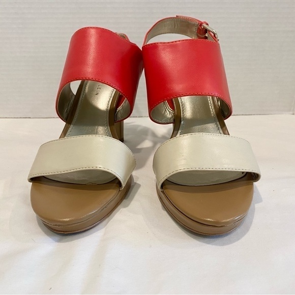 Anne Klein Terriko Slingback Pumps in Pink Coral and Cream Color Block Size 8M - Picture 3 of 12